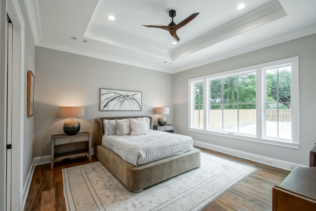 Primary bedroom suite in a Baton Rouge custom home
