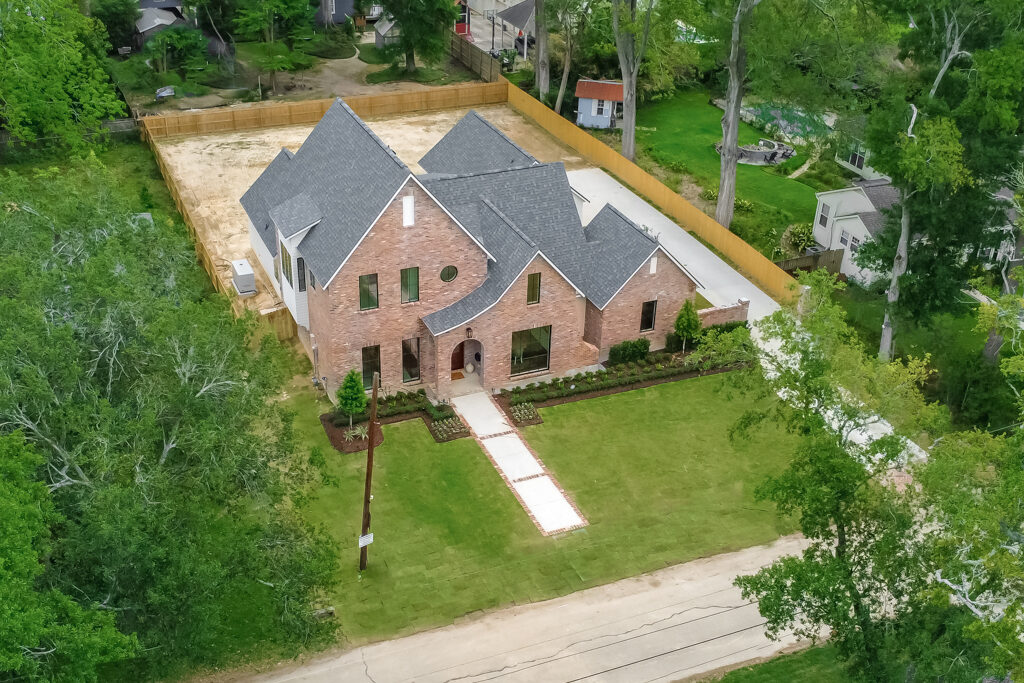 Aerial view of a completed Nelson Custom Builders home in Baton Rouge