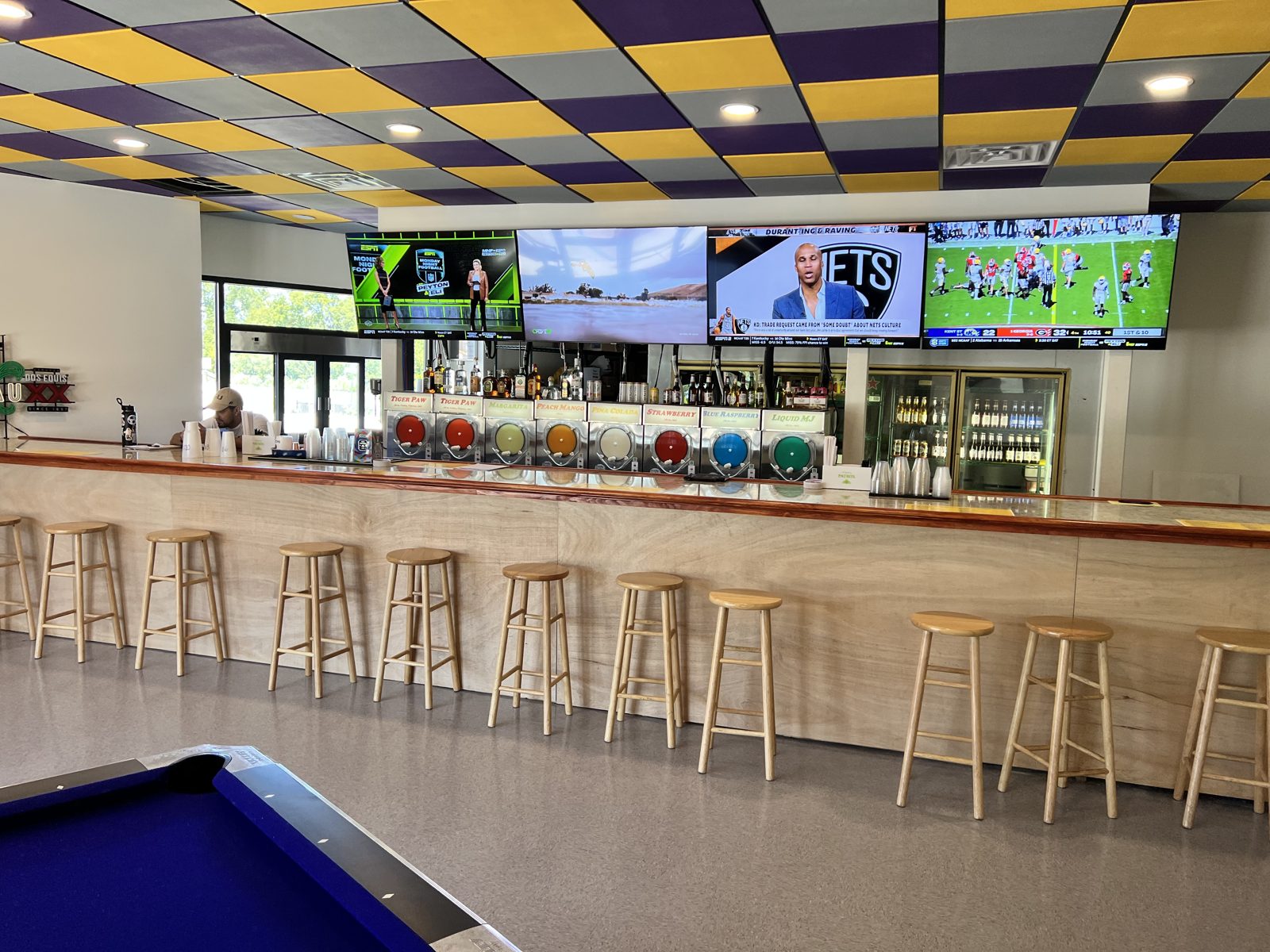 Completed sports bar interior build-out by Nelson Custom Builders, Baton Rouge
