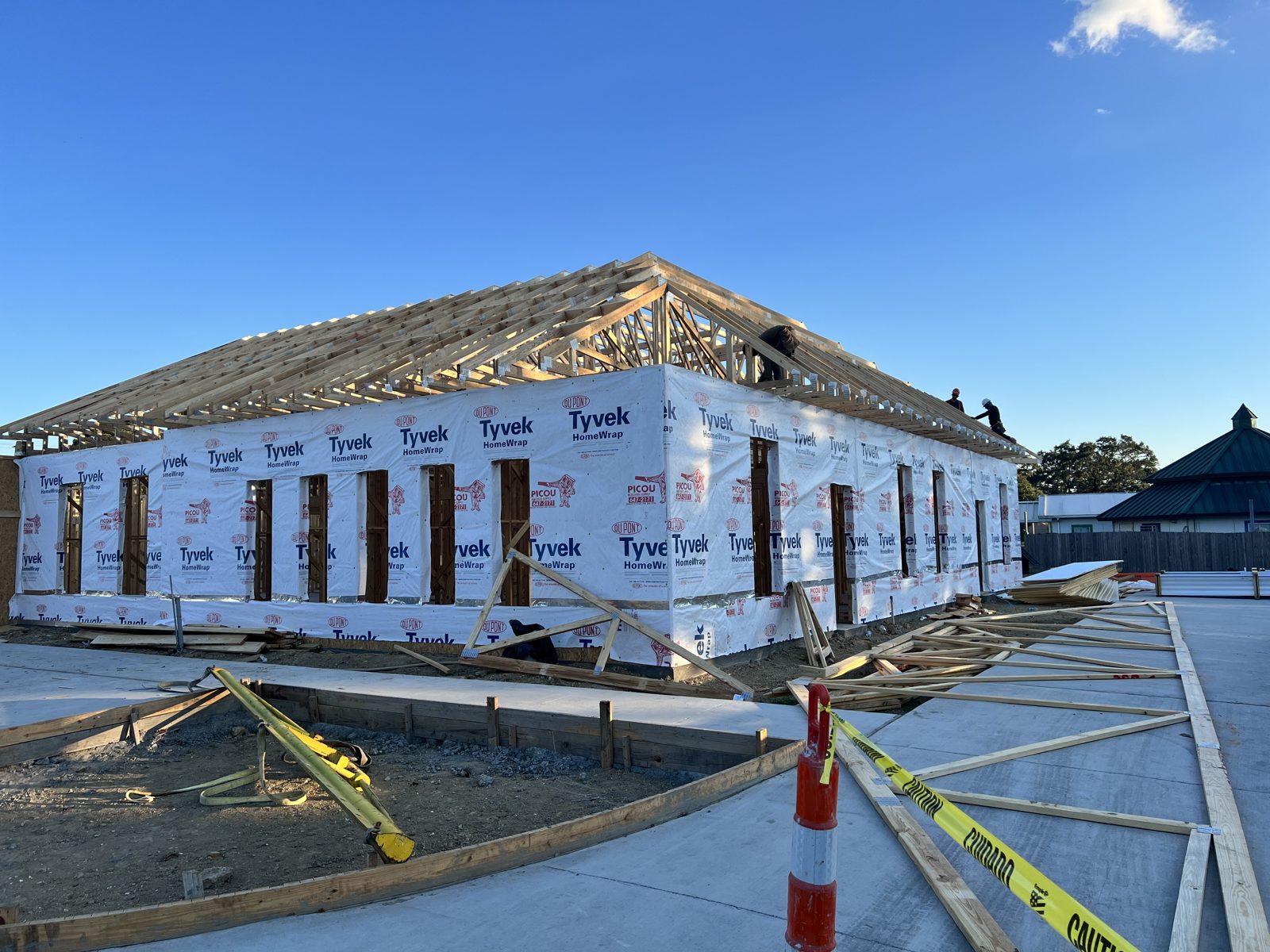 Commercial building dried-in at golden hour by Nelson Custom Builders, Baton Rouge