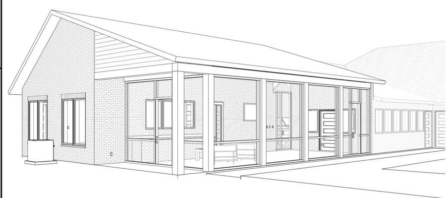 Architect’s design rendering of the Philip Hickey addition