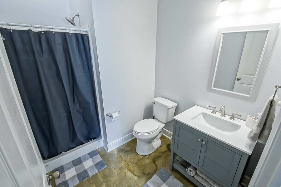 New full bath with tub-shower, custom vanity and medicine cabinet