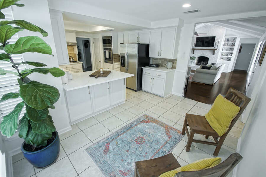 Kitchen opened to the living room after the wall was removed
